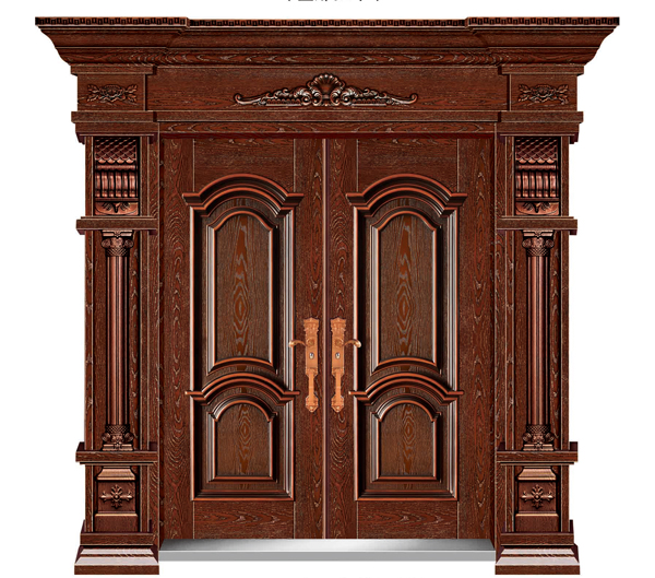 OMJ-686王者风范 铸铝拼接门(金雕檀木)