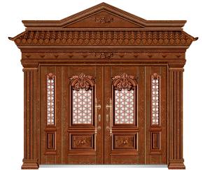 OMJ-693江山如画 铸铝拼接门(金雕柚木)